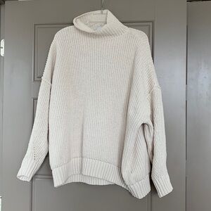 AERIE CREAM MOCK NECK SWEATER MEDIUM OVERSIZED
